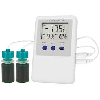 Traceable Calibrated Refrigerator/Freezer Thermometer: 2 Plastic Bottle Probes