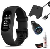 Garmin vivosmart 5 Fitness Tracker (Black) Heart Rate Monitor & Sleep Tracker, Phone GPS with Charging Base & 6Ave Travel Kit