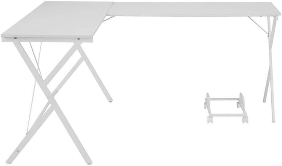 Acme Demas Wooden Top L-Shaped Computer Desk with Computer Holder in White