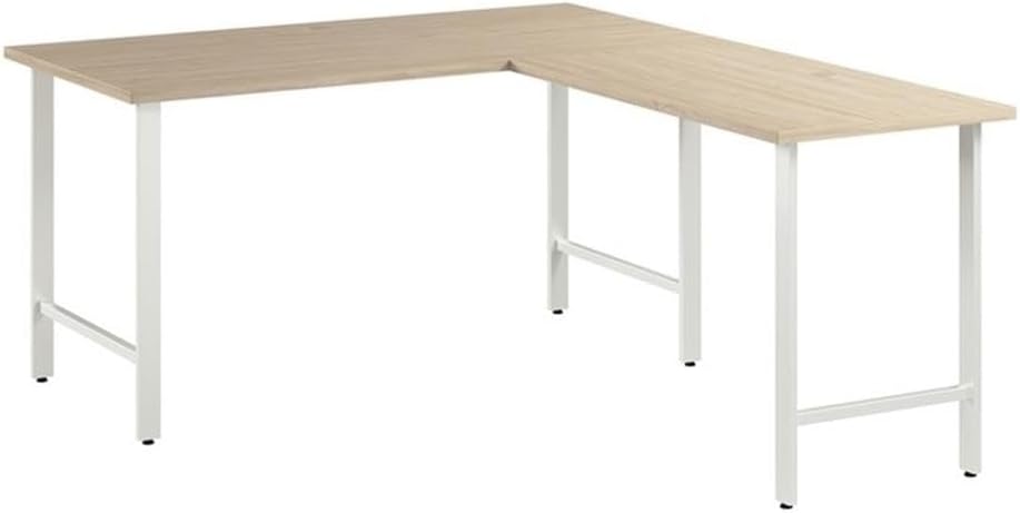 Bush Business Furniture Hustle 60W x 30D L Shaped Computer Desk with Metal Legs in Natural Elm, Modular Corner Table for Home and Professional Office