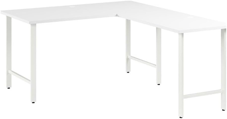Bush Business Furniture Hustle 60W x 30D L Shaped Computer Desk with Metal Legs in White, Modular Corner Table for Home and Professional Office
