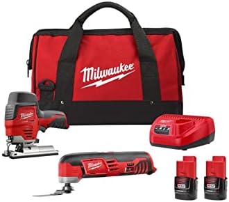 Milwaukee 2445-22MT M12 Brushed Lithium-Ion Cordless High Performance Jigsaw and M12 Multi-Tool Combo Kit with (2) 1.5 Ah Batteries