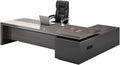 LITFAD Modern Office Computer Desk with Side Storage, CPU Stand and Cord Management, L-Shape Writing Desk Boss Table Home Office Furniture Without Chairs, 118' L x 63' W x 29.5' H