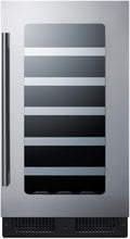 Summit 18' Wine Cellar, Built in Wine Refrigerator, 29 Bottle Capacity, Single Zone Wine Cellar, Stainless Steel & Glass- CL18WC