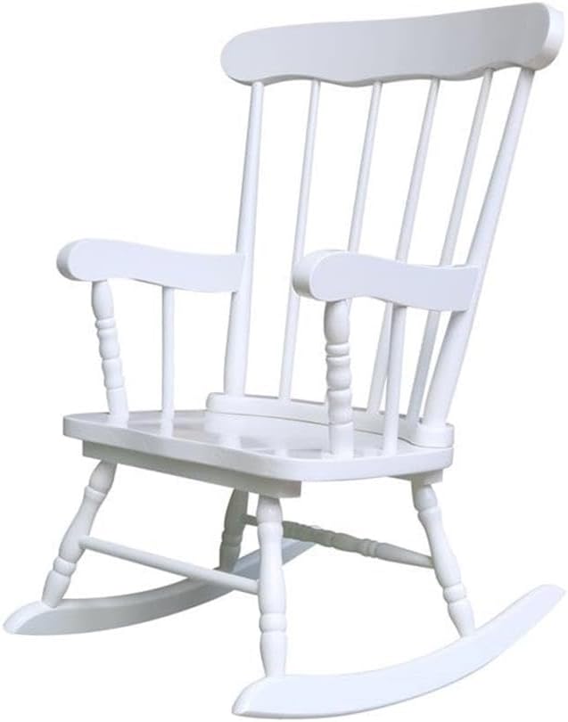 Rosebery Kids Solid para Wood and Veneers Rocker, Linen White Finish, 27.75' H x 22' W x 20' D, Durable Construction, Ready to Assemble, Children's Rocking Chair for Bedroom or Playroom