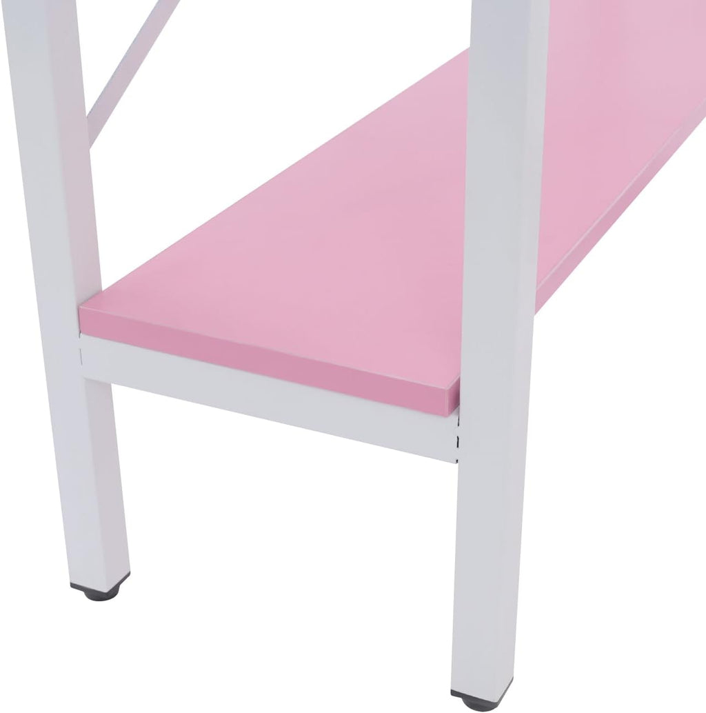 Corner Small Desk for Small Space, 29.5'*29.5'*60' Corner Computer Desk with USB Ports Triangle Gaming Desk with with RGB LED Lighting for Home Office, Living Room, Bedroom (Pink)