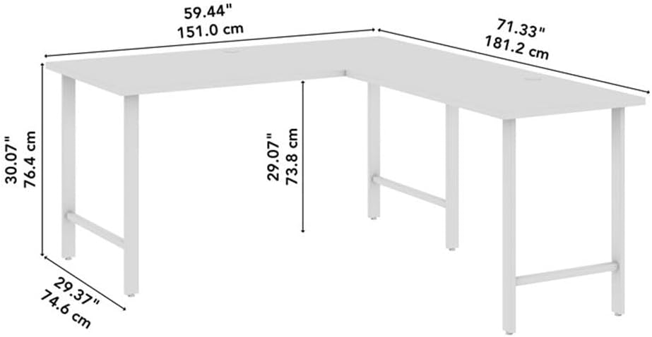 Bush Business Furniture Hustle 60W x 30D L Shaped Computer Desk with Metal Legs in Natural Elm, Modular Corner Table for Home and Professional Office