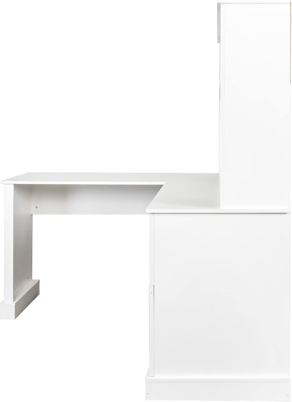 Bellemave L Shaped Computer Desk with Hutch, Home Office Desk with Storae Drawers & Bookshelf, Corner Desk, Study Table Writing Desk with Storage, Easy to Assemble, Antiqued White