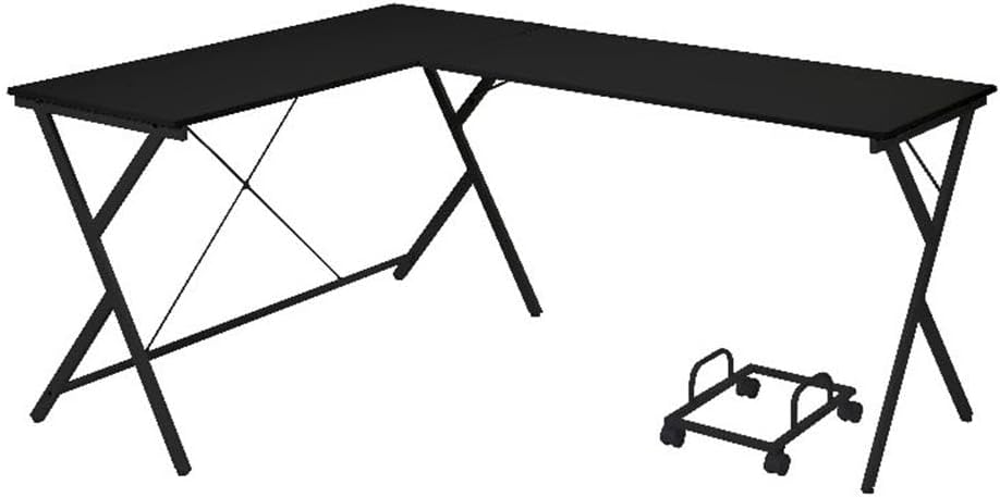 Acme Demas Wooden Top Computer Desk with Computer Holder in White and Black