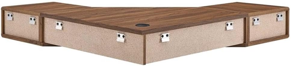 Modway Transmit 47' Wall Mount Corner Wood Office Desk in Walnut/White