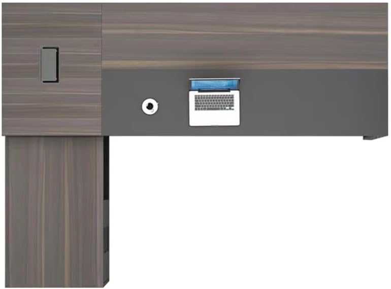 LITFAD Modern Office Computer Desk Wood Executive Table with Side Storage, CPU Stand and Cord Management, L-Shape Boss Table Writing Desk Home Office Without Chairs, 79' L x 63' W x 30' H