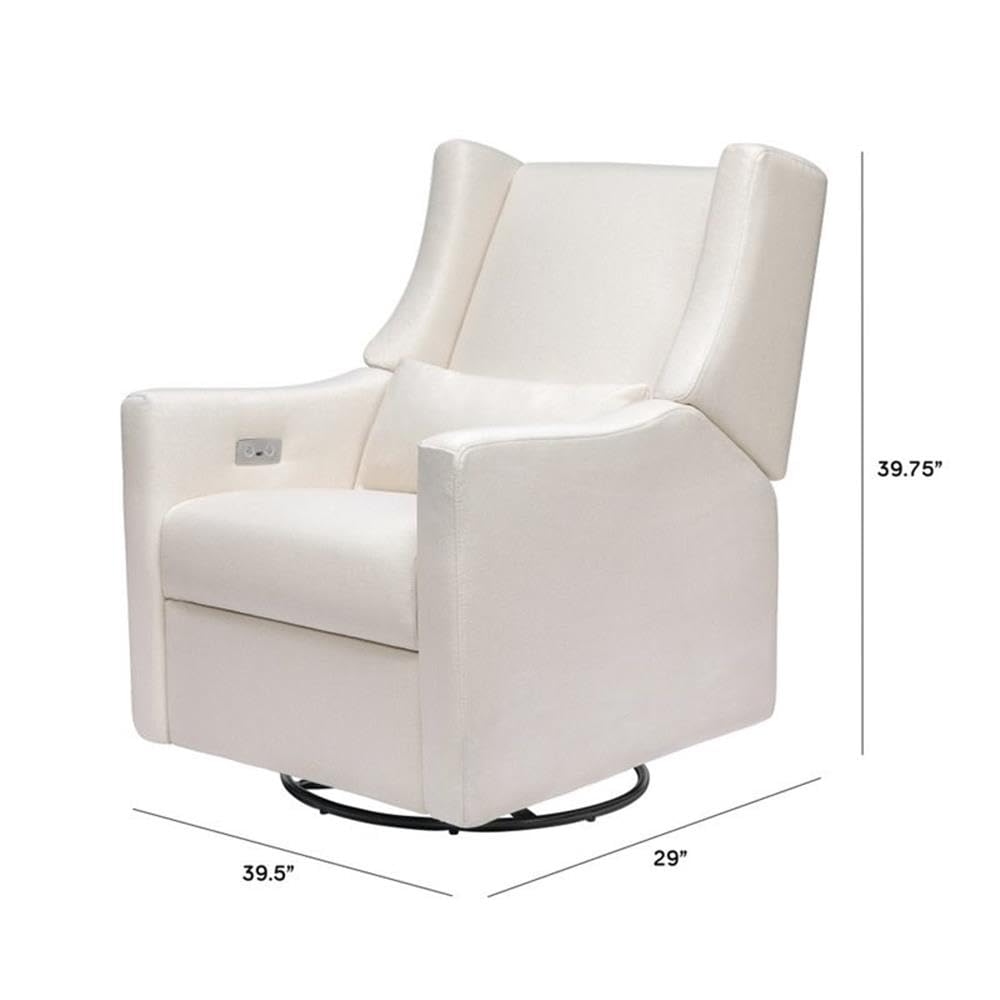 Babyletto Kiwi Glider Recliner Nursery Chair w/ USB Ports - GREENGUARD Gold Certified - Water & Stain Resistant Glider Rocking Chair - Electronic, 270° Swivel, Performance Cream Eco-Weave