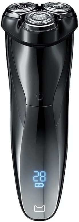Electric Razor for Men, Men Electric Shaver Razor LCD Power Display Rechargeable Electronic Razor IPX7 Waterproof Full Body Washable (Color : Black)