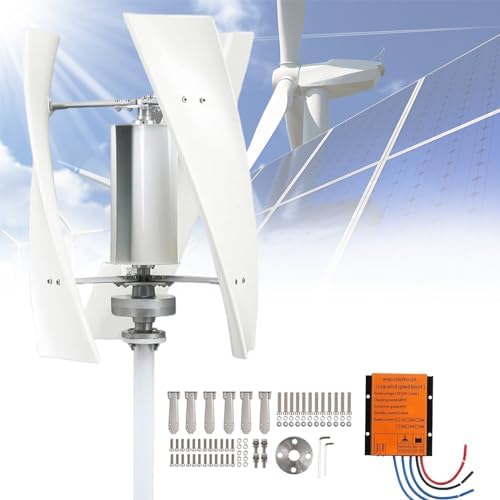 1000W Portable Vertical Wind Turbine Generator - 3-Blade Helix Design, Charge Controller, Ideal for Marine, RV, Home, Industrial Power Solutions, 48V Renewable Energy