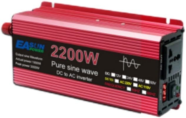 Pure Sine Wave Inverter DC 12v/24v 1000W 1600W 2000W 3000W Portable Power Bank Converter Solar with High Efficiency(2200W,12V)