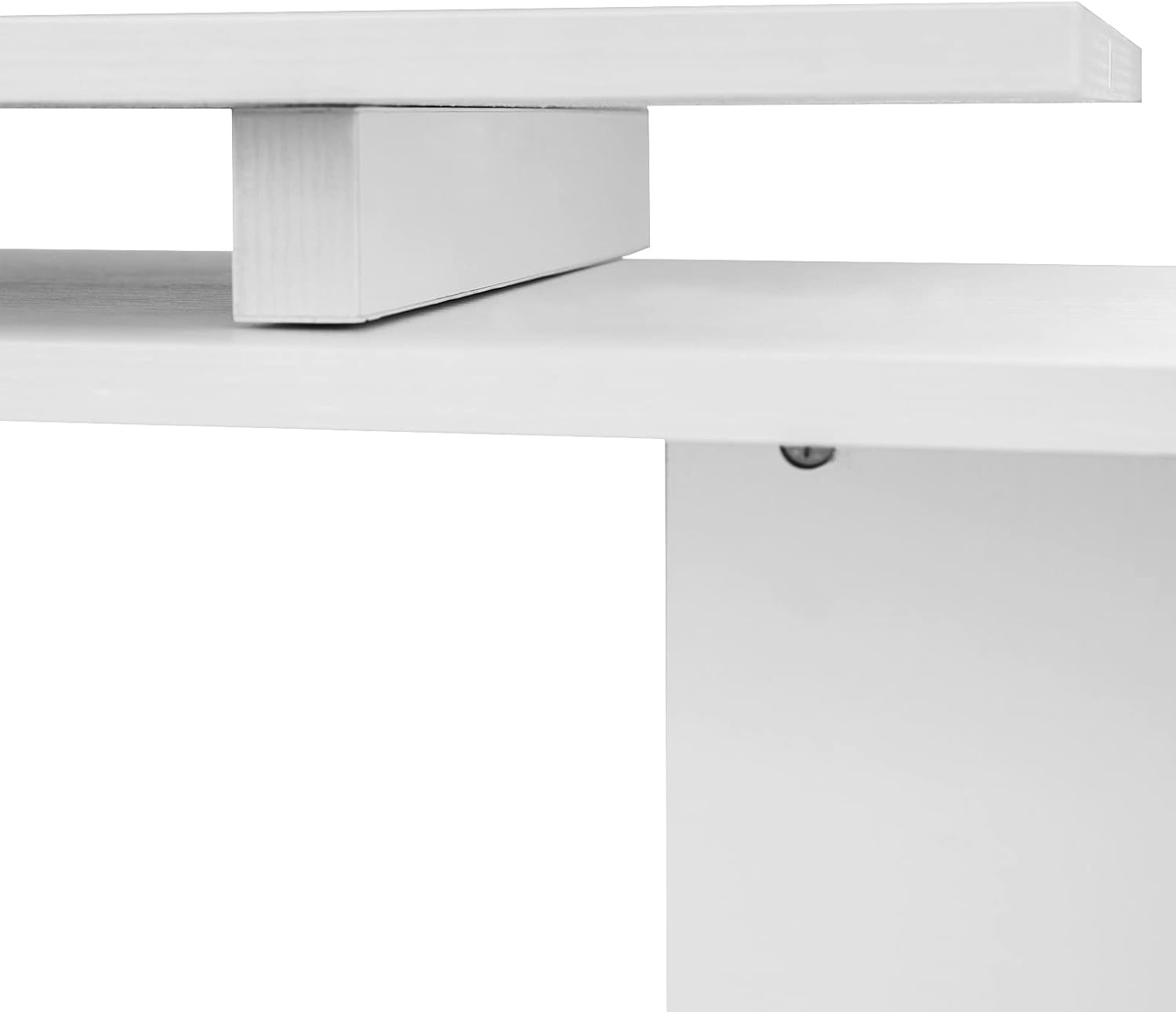 HOMCOM 55' 360° Rotating Corner Computer Desk Modern L-Shaped Home Office Workstation with 3-Tier Storage Shelves, Bookshelf, White