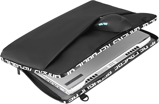 ASUS ROG 16' Sleeve Bag, Water-Repellent, Lightweight w/Detachable Straps, Black — Fits ROG Strix & Zephyrus