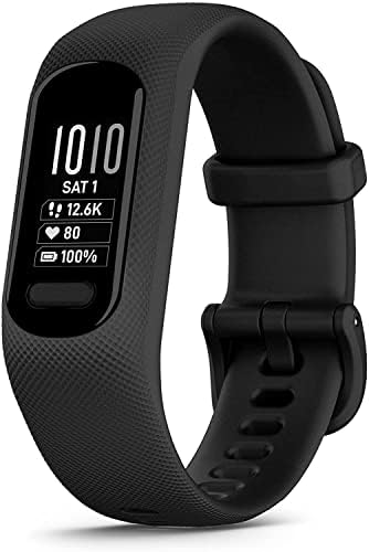 Garmin vivosmart 5 Fitness Tracker (Black) Heart Rate Monitor & Sleep Tracker, Phone GPS with Charging Base & 6Ave Travel Kit