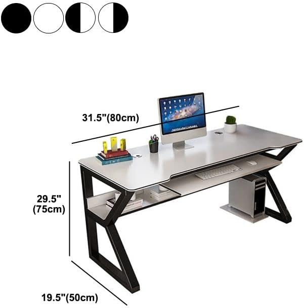 LAKIQ Small Space Manufactured Wood Computer Desktop Table with Storage Shelf K-Shaped Gaming Desk Rectangular Home Office Working Writing Table - Table Only(Black,31.5' L x 19.7' W x 29.5' H)
