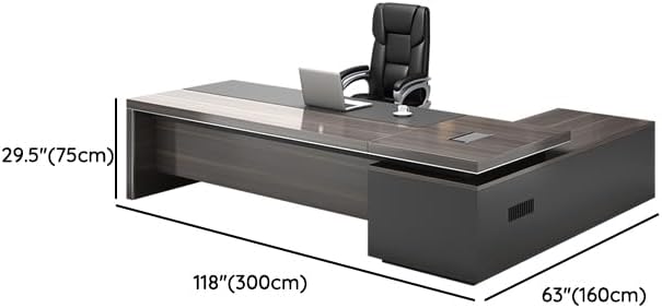 LITFAD Modern Office Computer Desk with Side Storage, CPU Stand and Cord Management, L-Shape Writing Desk Boss Table Home Office Furniture Without Chairs, 118' L x 63' W x 29.5' H
