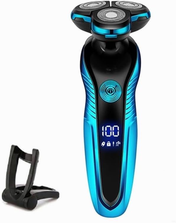 Electric Shavers for Men, Electric Shaver Washable Rechargeable Electric Razor Hair Clipper Cutting Shaving Machine for Men Beard Trimmer Wet-Dry Dual Use (Color : Blue)
