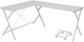 Acme Demas Wooden Top L-Shaped Computer Desk with Computer Holder in White