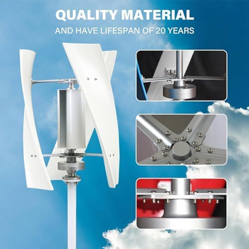 1000W Vertical Wind Turbine Generator Kit - 3-Blade Helix Design with Charge Controller for Marine, RV, Home & Industrial 48V Renewable Energy Solutions