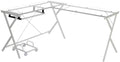Acme Demas Glass Top L-Shaped Computer Desk with Holder in Clear and White