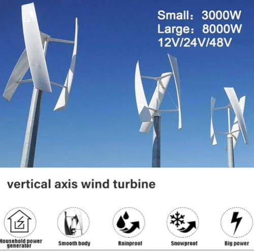 3000W Vertical Wind Turbine Generator for Home, 12V/24V/48V, Silent Portable Renewable Energy with MPPT Controller, Ideal for Eco-Friendly Power Systems, Efficient Wind Energy Solution