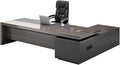 LITFAD Modern Office Computer Desk Wood Executive Table with Side Storage, CPU Stand and Cord Management, L-Shape Boss Table Writing Desk Home Office Without Chairs, 79' L x 63' W x 30' H