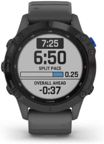 Garmin 010-02410-10 Fenix 6 Pro Solar, Multisport GPS Watch with Solar Charging Capabilities, Advanced Training Features and Data, Black with Slate Gray Band