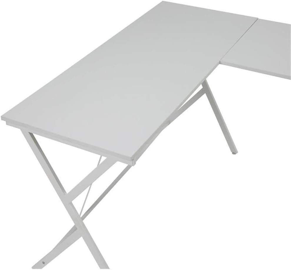 Acme Demas Wooden Top L-Shaped Computer Desk with Computer Holder in White