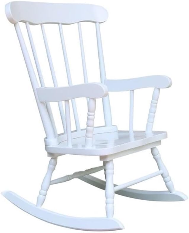 Rosebery Kids Solid para Wood and Veneers Rocker, Linen White Finish, 27.75' H x 22' W x 20' D, Durable Construction, Ready to Assemble, Children's Rocking Chair for Bedroom or Playroom