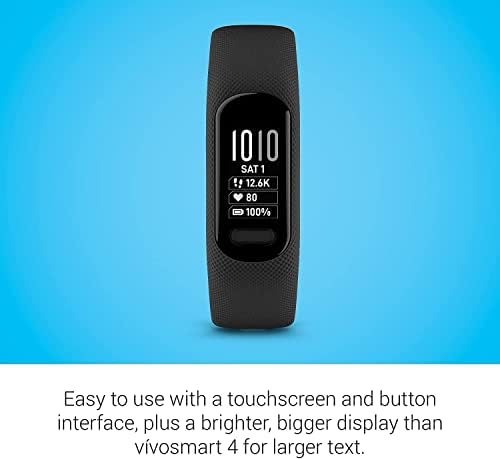 Garmin vivosmart 5 Fitness Tracker (Black) Heart Rate Monitor & Sleep Tracker - Phone GPS with 6Ave Cleaning Kit