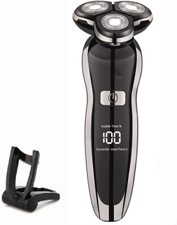 Electric Shavers for Men, Electric Shaver Washable Rechargeable Electric Razor Hair Clipper Cutting Shaving Machine for Men Beard Trimmer Wet-Dry Dual Use (Color : Black)
