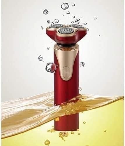 Electric Razor for Men, Wet & Dry Men's Razors for Shaving Electric Cordless, Rotary Razors Electric Shavers for Men Waterproof Rechargeable (Color : Red)(Red)