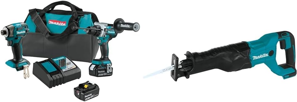 Makita XT297T 18V LXT® Lithium-Ion Brushless Cordless 2-Pc. Combo Kit (5.0Ah) with Bonus XRJ04Z 18V LXT® Lithium-Ion Cordless Recipro Saw