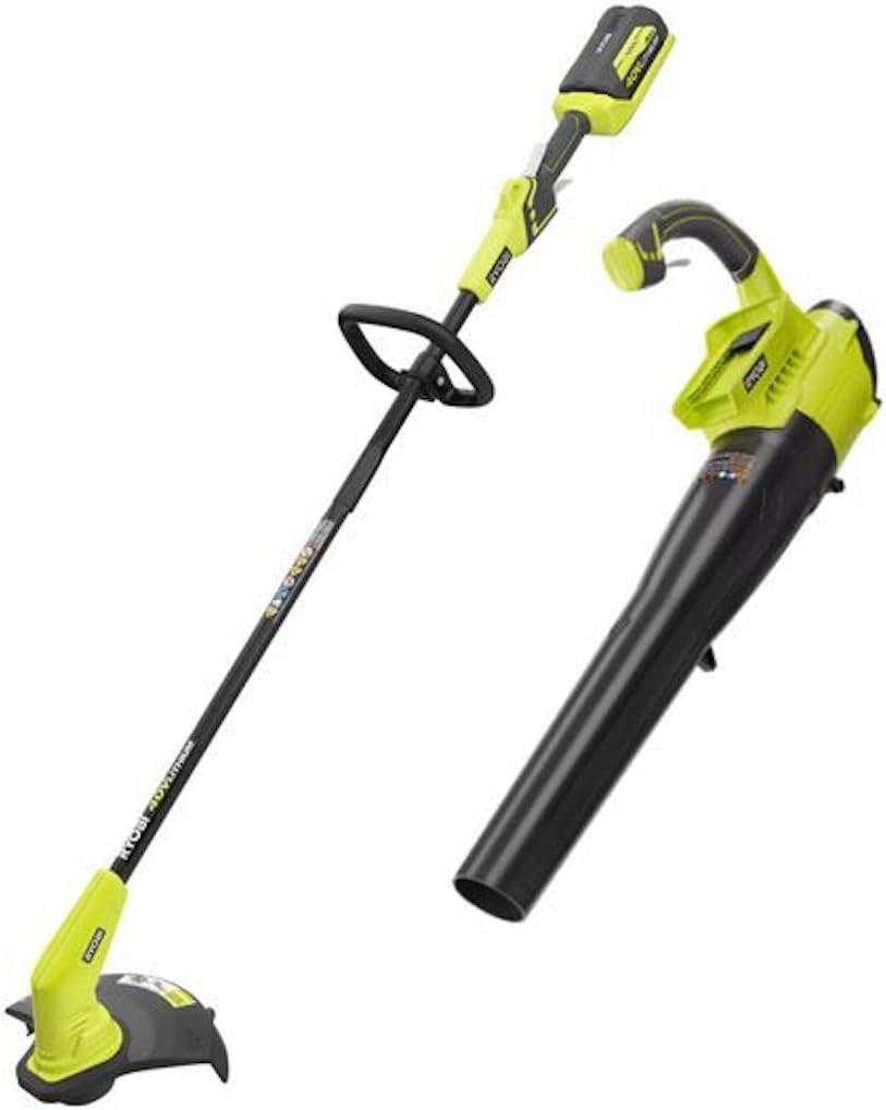 Ryobi 40V Cordless Battery Attachment Capable String Trimmer and Leaf Blower Combo Kit (2-Tools) w/ 4.0 Ah Battery & Charger
