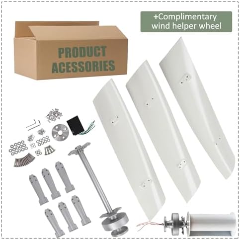 1000W Vertical Wind Turbine Generator Kit - 3-Blade Helix Design with Charge Controller for Marine, RV, Home & Industrial 48V Renewable Energy Solutions