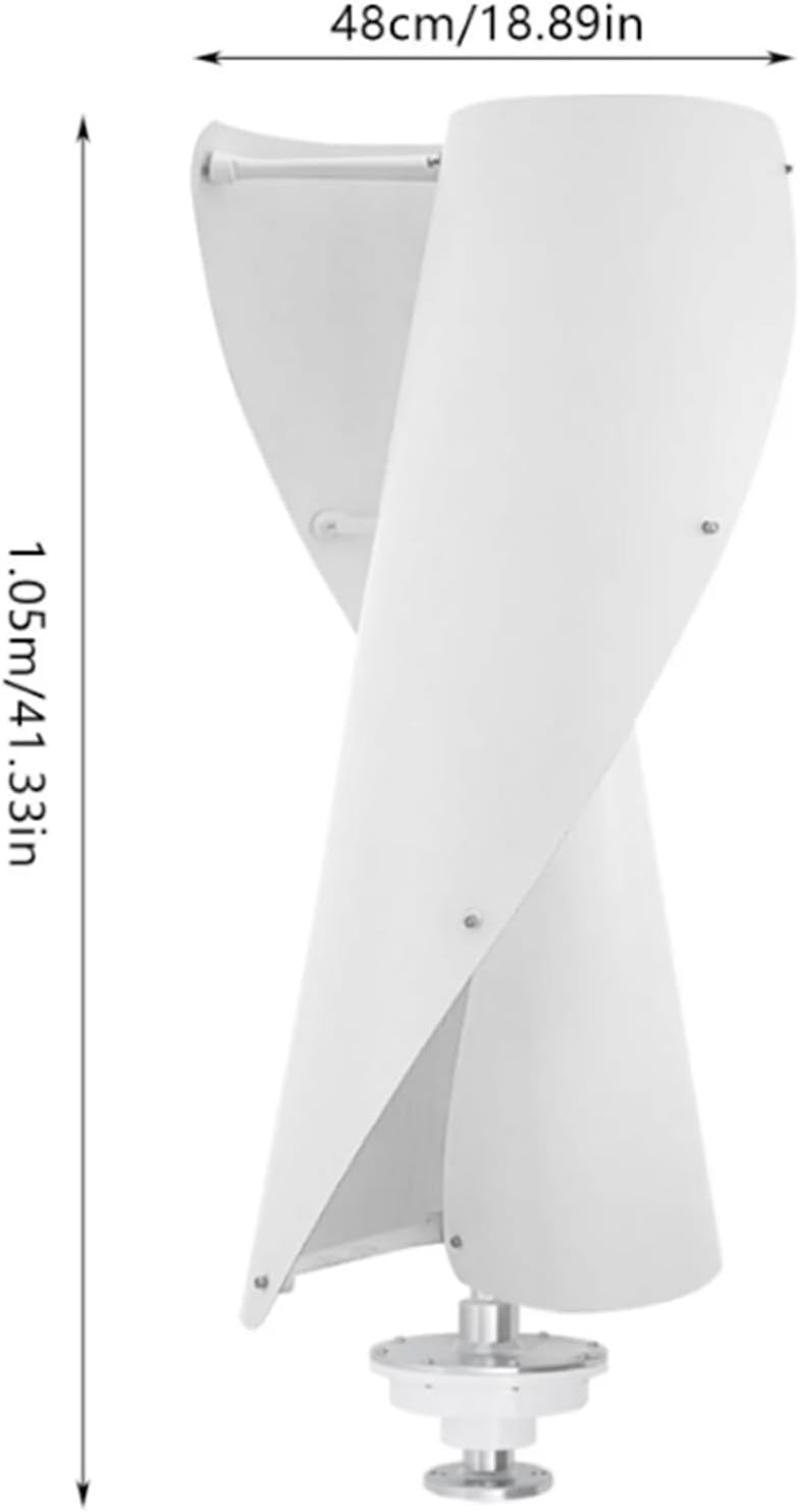 100W-3000W Wind Turbine Generator Set, 2 Blades AC Vertical Spiral Wind Turbine Windmill with Controller Suitable for Courtyard Farms (White)