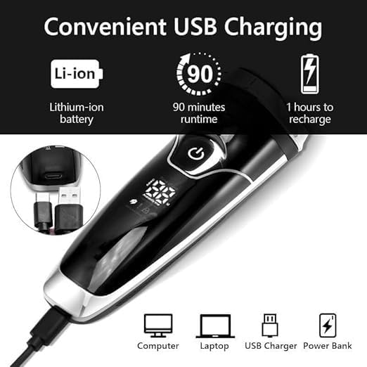 Electric Razor for Men, Electric Shaver Waterproof Fast Charging Men's Shaver Rechargeable Electric Razor Beard Trimmer Shaving Machine