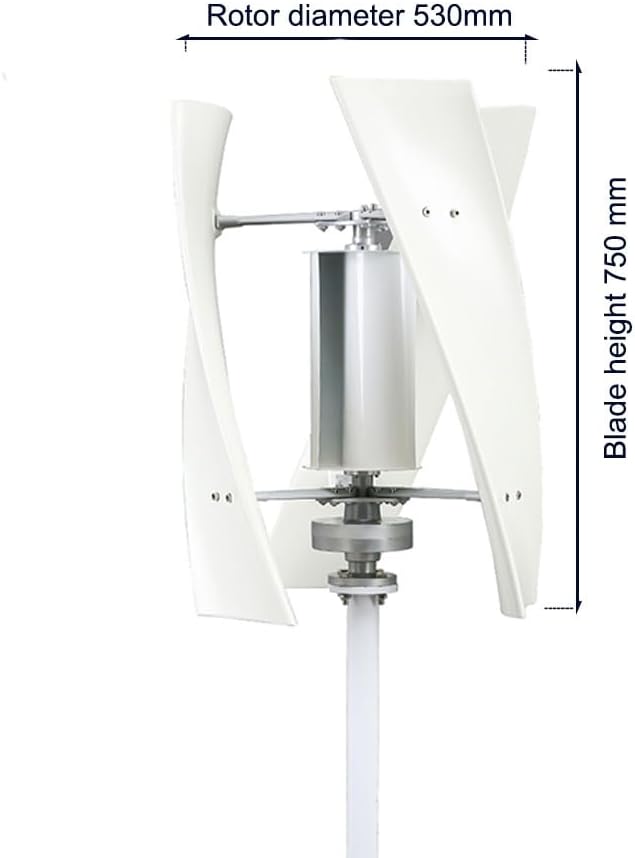 100W -3000W Low Noise Wind Turbines Generator Kit, 12V-48V 3 Blade with Controller Vertical Windmill Wind Turbine Generator Suitable for Courtyard Lighting(White)