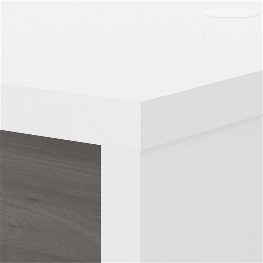 Bush Business Furniture Echo L Shaped Desk in Pure White and Modern Gray