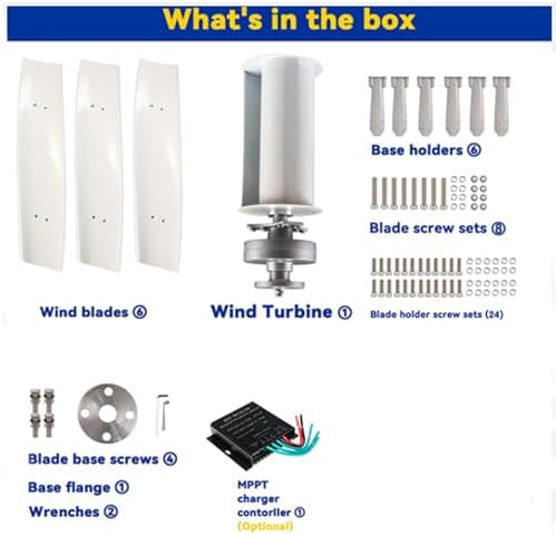 10000W Wind Turbine Generator Kit - 12V/24V/48V Portable 3-Blade Wind Power System with Charge Controller for Outdoor Lighting & Renewable Energy Solutions