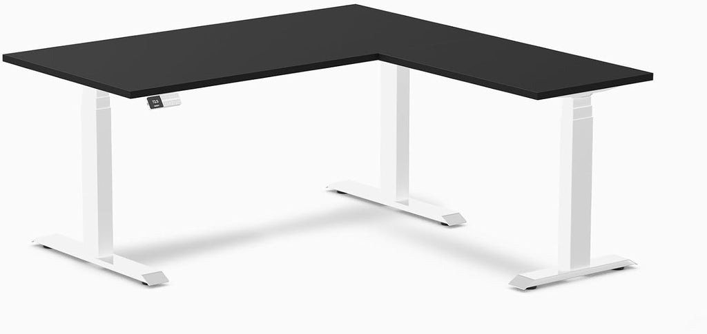 Desky Sigma L-Shape Gaming Desk - 70.9 Inch, Triple Motor Sit-Stand, Height Adjustable up to 49.2 inches, 440 lbs Capacity, 4 Memory Presets, Matte Black Frame