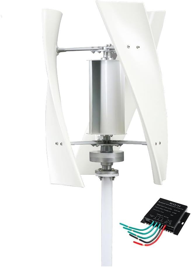 100W -3000W Low Noise Wind Turbines Generator Kit, 12V-48V 3 Blade with Controller Vertical Windmill Wind Turbine Generator Suitable for Courtyard Lighting(White)