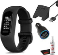 Garmin vivosmart 5 Fitness Tracker (Black) Heart Rate Monitor & Sleep Tracker, Phone GPS with Charging Base & 6Ave Travel Kit