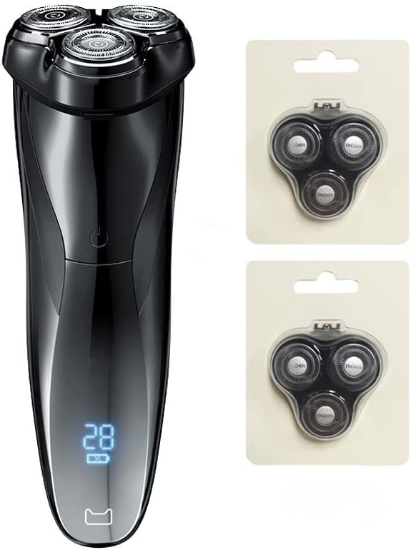 Electric Razor for Men, Men Electric Shaver Razor LCD Power Display Rechargeable Electronic Razor IPX7 Waterproof Full Body Washable (Color : Add 2 Razor Head)