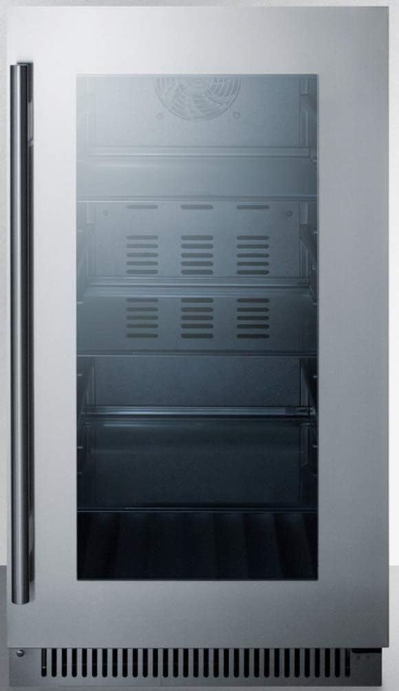 Summit Appliance CL181WBVCSS 18' Wide Built-in Beverage Center with Seamless Stainless Steel Trimmed Glass Door and Stainless Steel Wrapped Cabinet, Digital Thermostat, Automatic Defrost