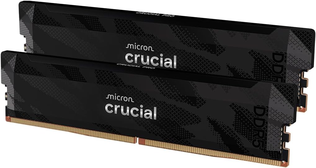 Crucial Pro DDR5 RAM 32GB Kit (2x16GB), 6400MHz CL32, Overclocking Desktop Gaming Memory, Intel XMP 3.0 & AMD Expo Compatible, Black - CP2K16G64C32U5B